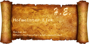 Hofmeister Elek névjegykártya