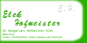 elek hofmeister business card